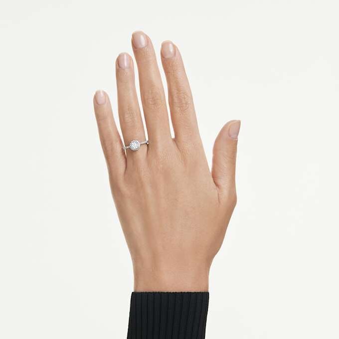 Eternity Halo-solitaire-ring med laboratoriedyrkede diamanter, 0,45 karat totalt, rund form, sterlingsølv Eternity Halo-solitaire-ring med laboratoriedyrkede diamanter, 0,45 karat totalt, rund form, sterlingsølv