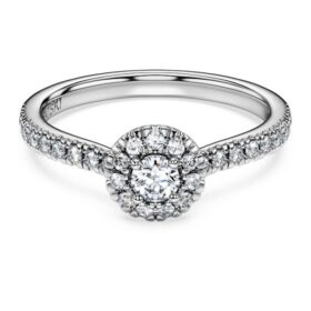 Eternity Halo-solitaire-ring med laboratoriedyrkede diamanter, 0,45 karat totalt, rund form, sterlingsølv Eternity Halo-solitaire-ring med laboratoriedyrkede diamanter, 0,45 karat totalt, rund form, sterlingsølv