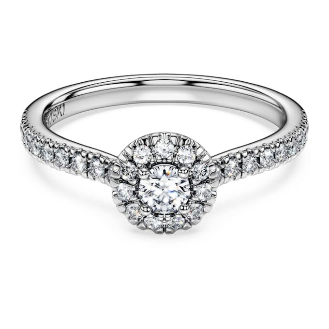 Eternity Halo-solitaire-ring med laboratoriedyrkede diamanter, 0,45 karat totalt, rund form, sterlingsølv Eternity Halo-solitaire-ring med laboratoriedyrkede diamanter, 0,45 karat totalt, rund form, sterlingsølv