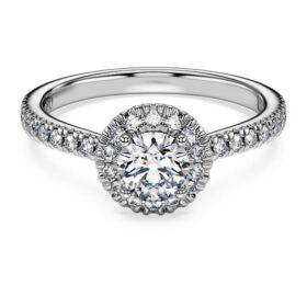 Eternity Halo solitaire-ring med laboratoriedyrkede diamanter på totalt 0,8 karat, rund form, 14K hvitt gull Eternity Halo solitaire-ring med laboratoriedyrkede diamanter på totalt 0,8 karat, rund form, 14K hvitt gull