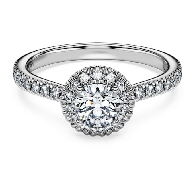 Eternity Halo solitaire-ring med laboratoriedyrkede diamanter på totalt 0,8 karat, rund form, 14K hvitt gull Eternity Halo solitaire-ring med laboratoriedyrkede diamanter på totalt 0,8 karat, rund form, 14K hvitt gull