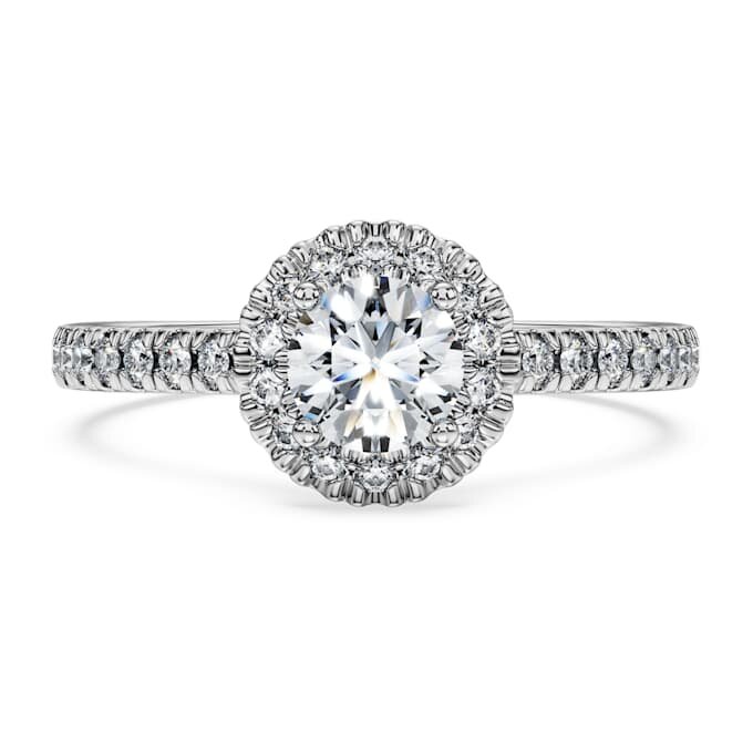 Eternity Halo solitaire-ring med laboratoriedyrkede diamanter på totalt 0,8 karat, rund form, 14K hvitt gull Eternity Halo solitaire-ring med laboratoriedyrkede diamanter på totalt 0,8 karat, rund form, 14K hvitt gull
