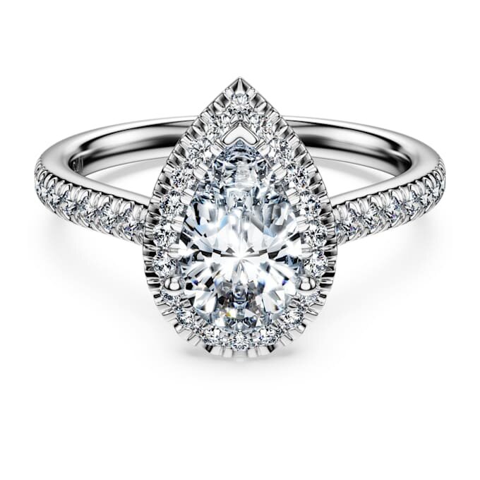 Eternity Halo solitaire-ring med laboratoriedyrkede diamanter på totalt 1,3 karat, pæreform, 14K hvitt gull Eternity Halo solitaire-ring med laboratoriedyrkede diamanter på totalt 1,3 karat, pæreform, 14K hvitt gull