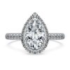 Eternity Halo solitaire-ring med laboratoriedyrkede diamanter på totalt 1,3 karat, pæreform, 14K hvitt gull Eternity Halo solitaire-ring med laboratoriedyrkede diamanter på totalt 1,3 karat, pæreform, 14K hvitt gull