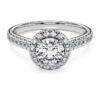 Eternity Halo solitaire-ring med laboratoriedyrkede diamanter på totalt 1,33 karat, rund form, 14K hvitt gull