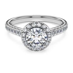 Eternity Halo solitaire-ring med laboratoriedyrkede diamanter på totalt 1,33 karat, rund form, 14K hvitt gull Eternity Halo solitaire-ring med laboratoriedyrkede diamanter på totalt 1,33 karat, rund form, 14K hvitt gull