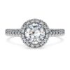 Eternity Halo solitaire-ring med laboratoriedyrkede diamanter på totalt 1,33 karat, rund form, 14K hvitt gull