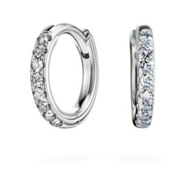 Eternity Hoop-øredobber med laboratoriedyrkede diamanter, 0,1 karat totalt, rund form, små, 14K hvitt gull