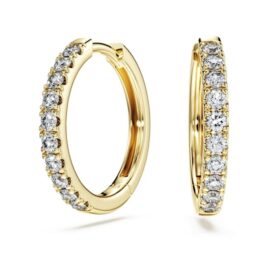 Eternity-hoop-øredobber med laboratoriedyrkede diamanter, totalt 0,5 karat, rund form, 14K gult gull