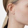 Eternity solitaire-øredobber med laboratoriedyrkede diamanter, 1 karat totalt, rund form, 14K gult gull