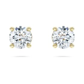 Eternity solitaire-øredobber med laboratoriedyrkede diamanter, 1 karat totalt, rund form, 14K gult gull