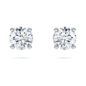 Eternity solitaire-øredobber med laboratoriedyrkede diamanter, 1 karat totalt, rund form, 14K hvitt gull