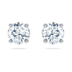 Eternity Solitaire-øredobber med laboratoriedyrkede diamanter, totalt 2 karat, rund form, 14K hvitt gull