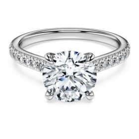 Eternity-solitaire-ring med laboratoriedyrkede diamanter, 2,2 karat totalt, rund form, 14K hvitt gull Eternity-solitaire-ring med laboratoriedyrkede diamanter, 2,2 karat totalt, rund form, 14K hvitt gull