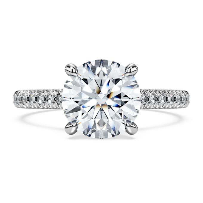 Eternity-solitaire-ring med laboratoriedyrkede diamanter, 2,2 karat totalt, rund form, 14K hvitt gull Eternity-solitaire-ring med laboratoriedyrkede diamanter, 2,2 karat totalt, rund form, 14K hvitt gull