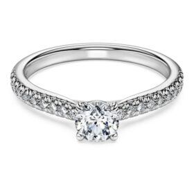 Eternity-solitaire-ring med laboratoriedyrkede diamanter på totalt 0,7 karat, rund form, 14K hvitt gull Eternity-solitaire-ring med laboratoriedyrkede diamanter på totalt 0,7 karat, rund form, 14K hvitt gull