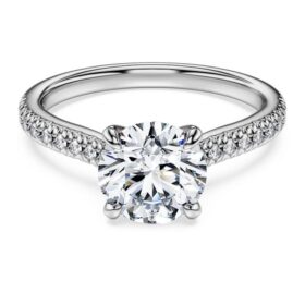 Eternity-solitaire-ring med laboratoriedyrkede diamanter på totalt 1,7 karat, rund form, 14K hvitt gull Eternity-solitaire-ring med laboratoriedyrkede diamanter på totalt 1,7 karat, rund form, 14K hvitt gull