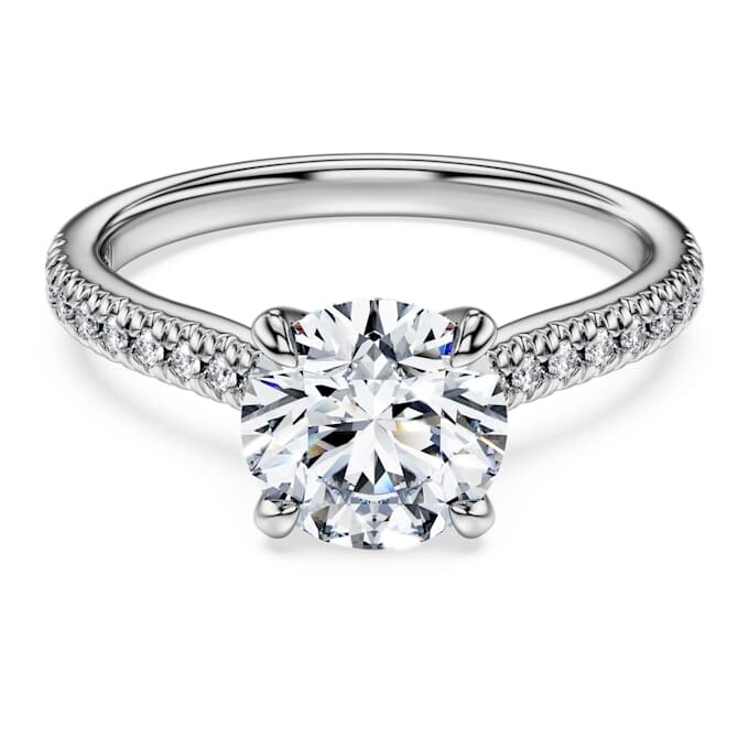 Eternity-solitaire-ring med laboratoriedyrkede diamanter på totalt 1,7 karat, rund form, 14K hvitt gull Eternity-solitaire-ring med laboratoriedyrkede diamanter på totalt 1,7 karat, rund form, 14K hvitt gull