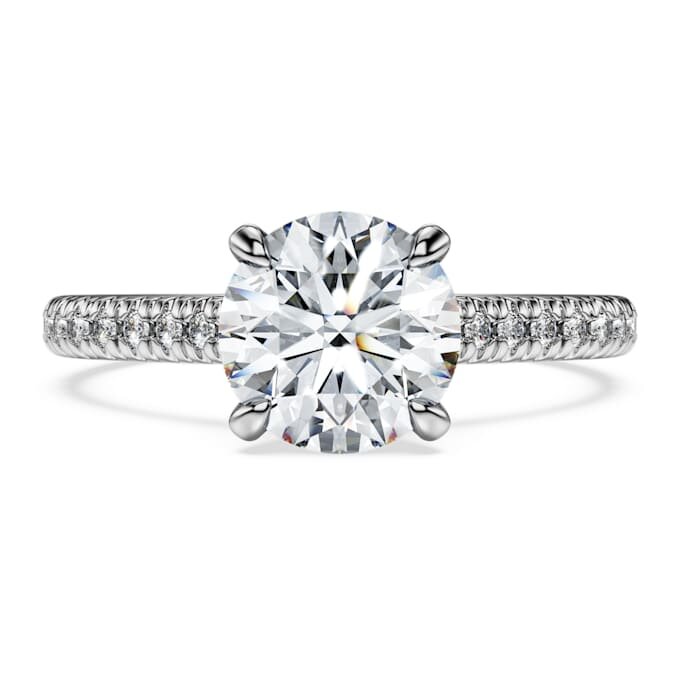 Eternity-solitaire-ring med laboratoriedyrkede diamanter på totalt 1,7 karat, rund form, 14K hvitt gull Eternity-solitaire-ring med laboratoriedyrkede diamanter på totalt 1,7 karat, rund form, 14K hvitt gull
