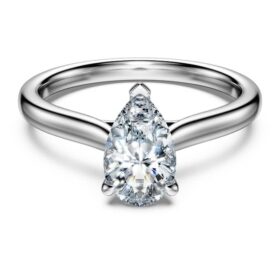 Eternity-solitaire-ring med laboratoriedyrkede diamanter på totalt 1 karat, pæreform, 14K hvitt gull Eternity-solitaire-ring med laboratoriedyrkede diamanter på totalt 1 karat, pæreform, 14K hvitt gull