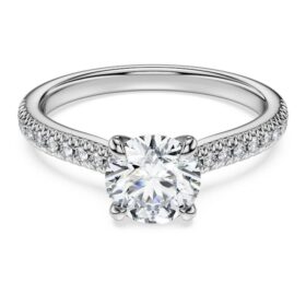 Eternity-solitaire-ring med laboratoriedyrkede diamanter, totalt 1,2 karat, rund form, 14K hvitt gull Eternity-solitaire-ring med laboratoriedyrkede diamanter, totalt 1,2 karat, rund form, 14K hvitt gull