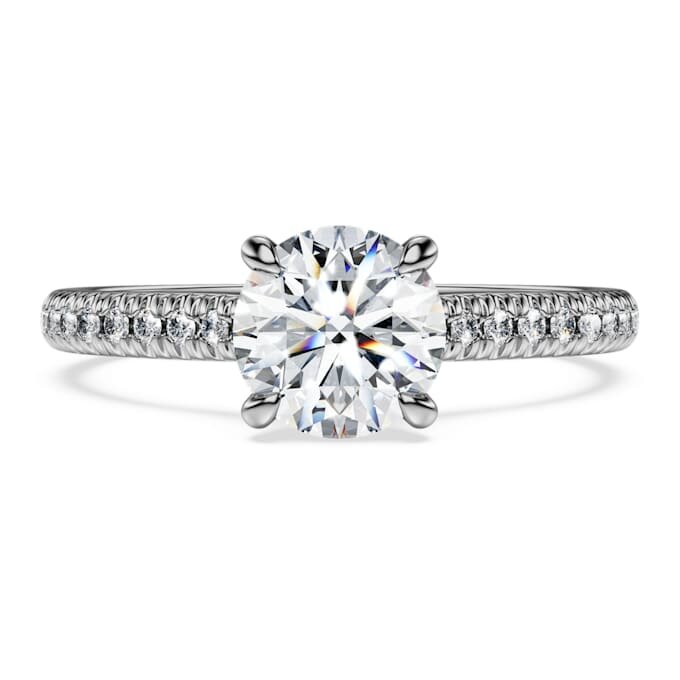 Eternity-solitaire-ring med laboratoriedyrkede diamanter, totalt 1,2 karat, rund form, 14K hvitt gull Eternity-solitaire-ring med laboratoriedyrkede diamanter, totalt 1,2 karat, rund form, 14K hvitt gull