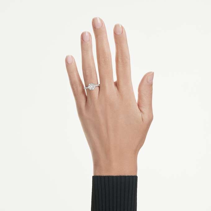 Eternity solitaire-ring med laboratoriedyrkede diamanter, totalt 2,25 karat, rund form, 14K hvitt gull Eternity solitaire-ring med laboratoriedyrkede diamanter, totalt 2,25 karat, rund form, 14K hvitt gull