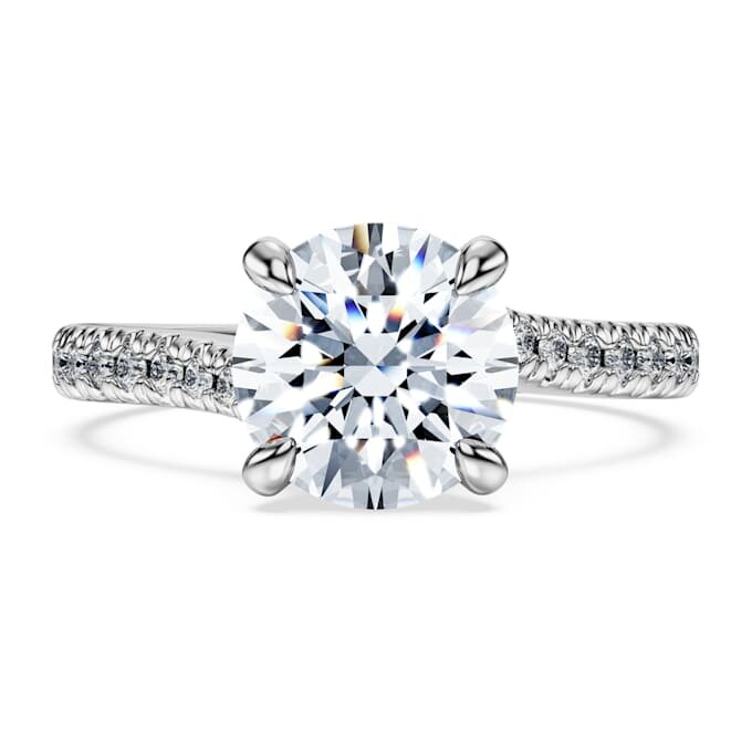Eternity solitaire-ring med laboratoriedyrkede diamanter, totalt 2,25 karat, rund form, 14K hvitt gull Eternity solitaire-ring med laboratoriedyrkede diamanter, totalt 2,25 karat, rund form, 14K hvitt gull