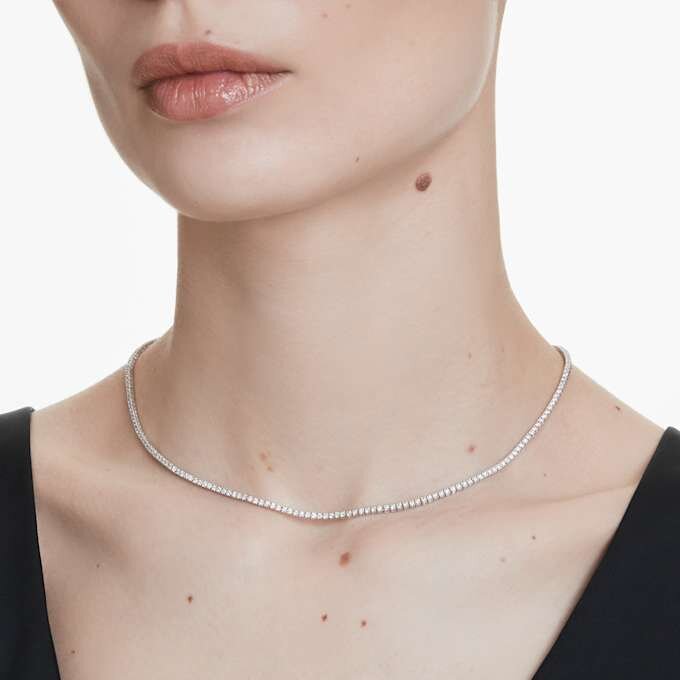 Eternity Tennis-halskjede med laboratoriedyrkede diamanter, 3 karat totalt, rund form, 14K hvitt gull Eternity Tennis-halskjede med laboratoriedyrkede diamanter, 3 karat totalt, rund form, 14K hvitt gull