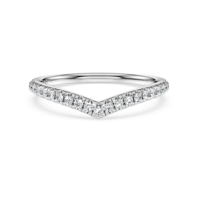 Eternity V-ring med laboratoriedyrkede diamanter, totalt 0,25 karat, rund form, 14K hvitt gull Eternity V-ring med laboratoriedyrkede diamanter, totalt 0,25 karat, rund form, 14K hvitt gull