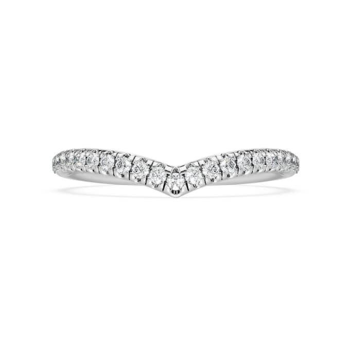 Eternity V-ring med laboratoriedyrkede diamanter, totalt 0,25 karat, rund form, 14K hvitt gull Eternity V-ring med laboratoriedyrkede diamanter, totalt 0,25 karat, rund form, 14K hvitt gull