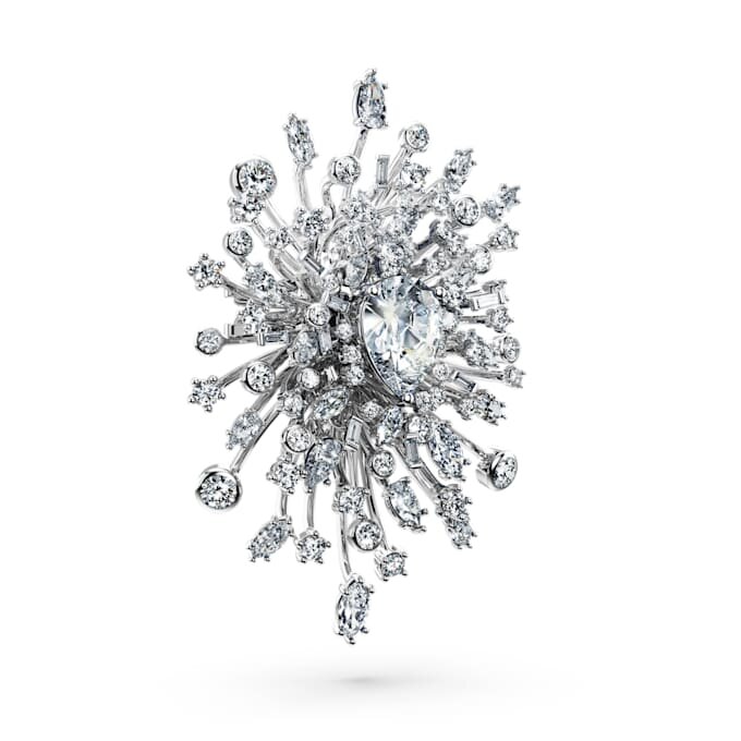 Galaxy-brosje med laboratoriedyrkede diamanter, 15,71 karat totalt, blandede former, 18 karat hvitt gull Galaxy-brosje med laboratoriedyrkede diamanter, 15,71 karat totalt, blandede former, 18 karat hvitt gull