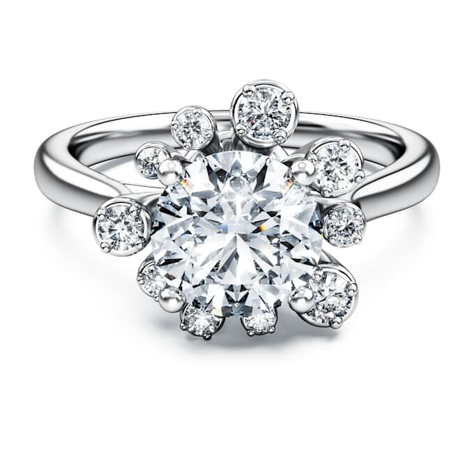 Galaxy-ring med laboratoriedyrkede diamanter, totalt 2 karat, rund form, 14K hvitt gull Galaxy-ring med laboratoriedyrkede diamanter, totalt 2 karat, rund form, 14K hvitt gull