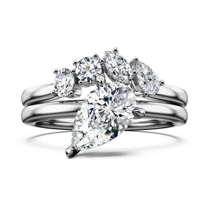 Galaxy-ringsett (2), laboratoriedyrkede diamanter 1,4 karat totalt, pæreform, 14K hvitt gull Galaxy-ringsett (2), laboratoriedyrkede diamanter 1,4 karat totalt, pæreform, 14K hvitt gull