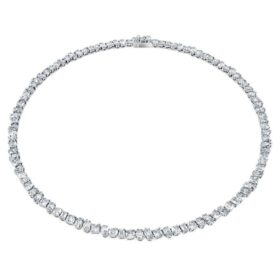 Galaxy tennis-halskjede med laboratoriedyrkede diamanter, 47,27 karat totalt, blandede former, 18K hvitt gull
