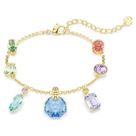 Gema-armbånd med blandede slipninger, hengende krystaller, flerfarget, gullfarget Gema-armbånd med blandede slipninger, hengende krystaller, flerfarget, gullfarget
