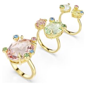 Gema-ringsett (3), blandede slipinger, flerfarget, gullbelagt Gema-ringsett (3), blandede slipinger, flerfarget, gullbelagt