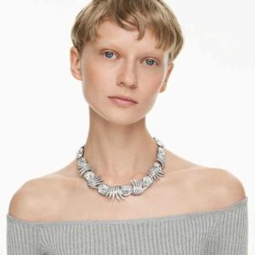 Halskjede «Feather» fra The Vienna Collection, hvitt, rutheniumbelagt