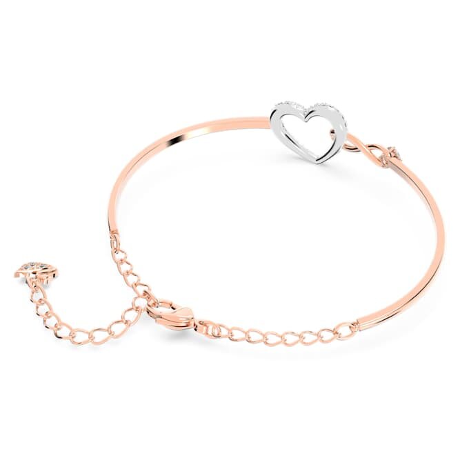 Hyperbola-armbånd med Infinity-symbol og hjerte, hvitt, blandet metallfinish Hyperbola-armbånd med Infinity-symbol og hjerte, hvitt, blandet metallfinish