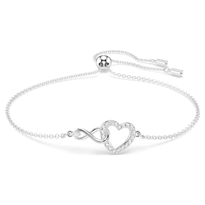 Hyperbola-armbånd med Infinity-tegn og hjerte, hvitt, rhodiumbelagt Hyperbola-armbånd med Infinity-tegn og hjerte, hvitt, rhodiumbelagt