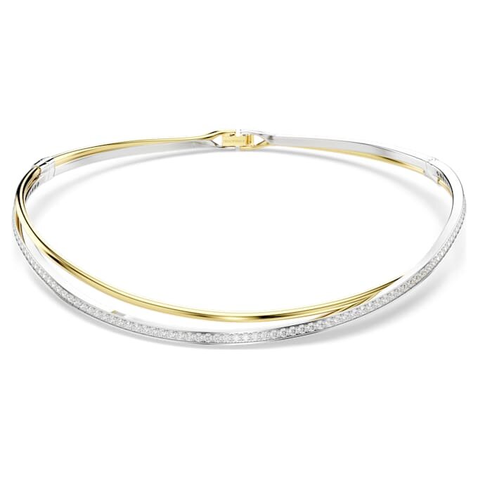 Hyperbola-choker med rundslipte, hvite krystaller og blandet metallfinish Hyperbola-choker med rundslipte, hvite krystaller og blandet metallfinish