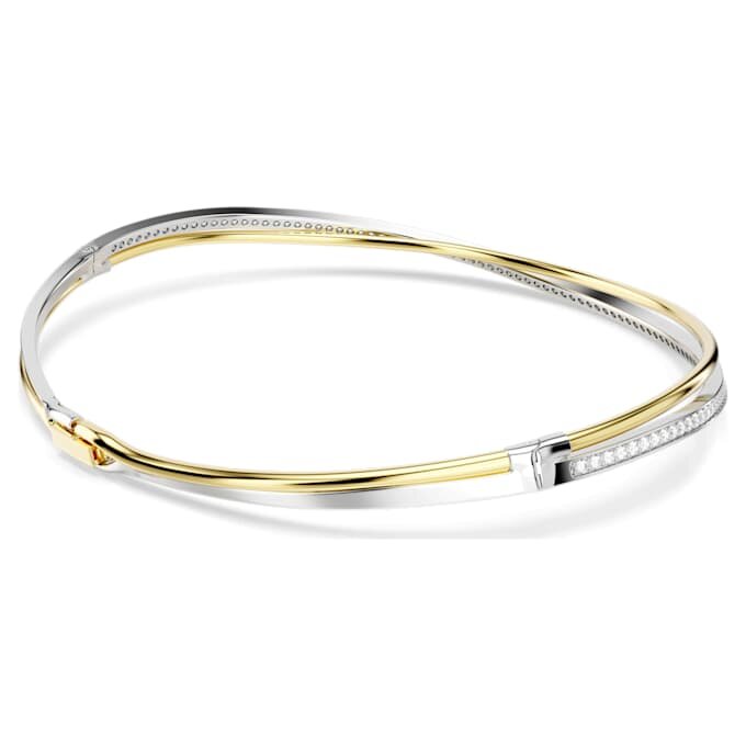 Hyperbola-choker med rundslipte, hvite krystaller og blandet metallfinish Hyperbola-choker med rundslipte, hvite krystaller og blandet metallfinish