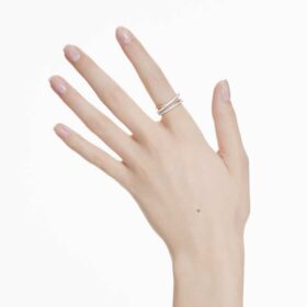 Hyperbola-ring med blandede slipinger, hvit, blandet metallfinish Hyperbola-ring med blandede slipinger, hvit, blandet metallfinish