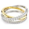 Hyperbola-ring med blandede slipinger, hvit, blandet metallfinish