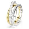 Hyperbola-ring med blandede slipinger, hvit, blandet metallfinish