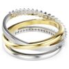Hyperbola-ring med blandede slipinger, hvit, blandet metallfinish