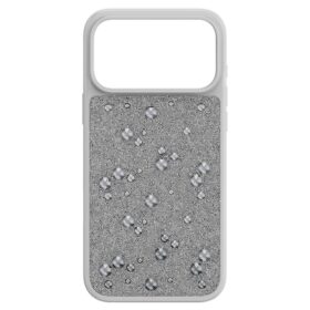 Høyt smarttelefonetui med flate krystaller på baksiden, iPhone® 17 Pro Max, sølvfarget