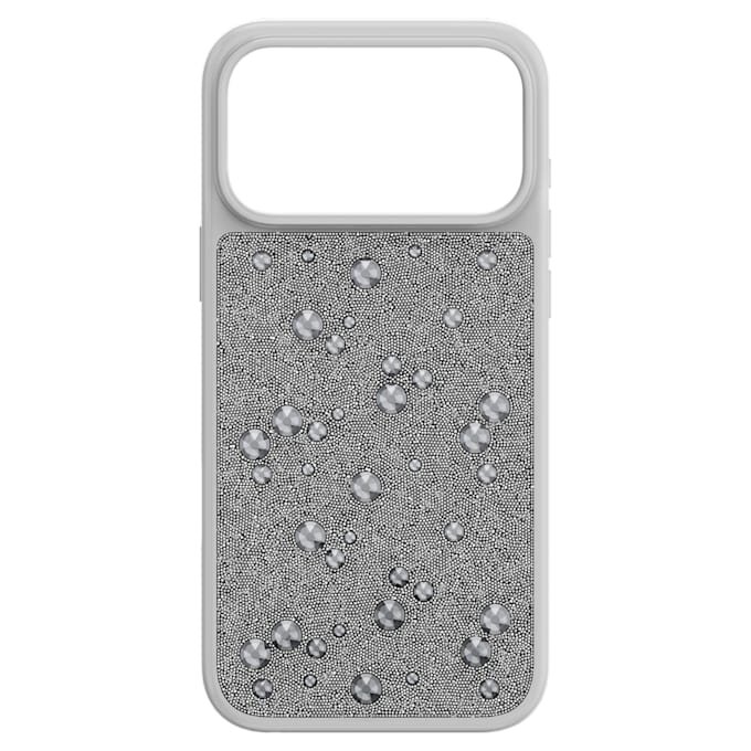 Høyt smarttelefonetui med flate krystaller på baksiden, iPhone® 17 Pro Max, sølvfarget Høyt smarttelefonetui med flate krystaller på baksiden, iPhone® 17 Pro Max, sølvfarget