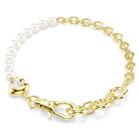Idyllia-armbånd med krystallperler, hvitt, gullbelagt Idyllia-armbånd med krystallperler, hvitt, gullbelagt