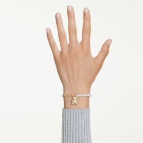 Idyllia-armbånd med krystallperler, rundslipt, teddybjørn, gullfarget, gullbelagt Idyllia-armbånd med krystallperler, rundslipt, teddybjørn, gullfarget, gullbelagt